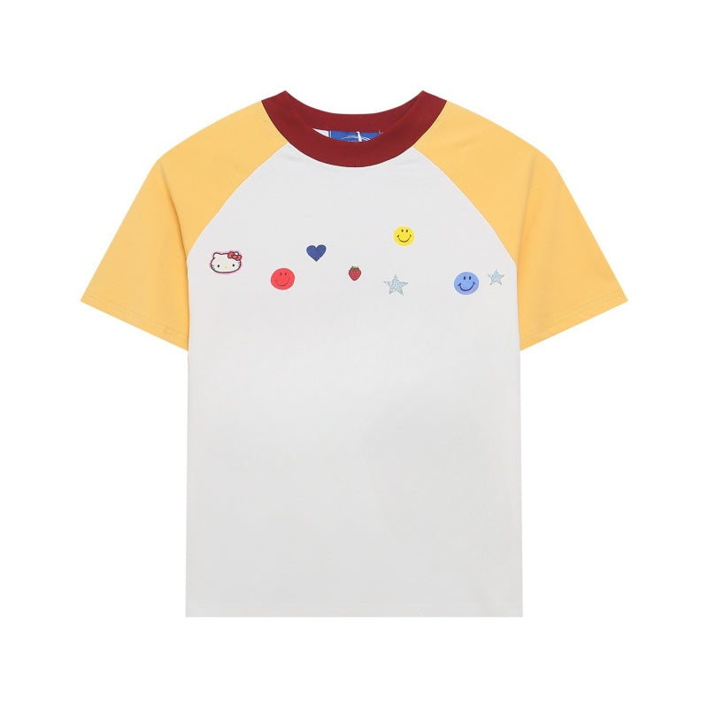 Everyday Wear Dopamine Print Straight Shoulder T-Shirt